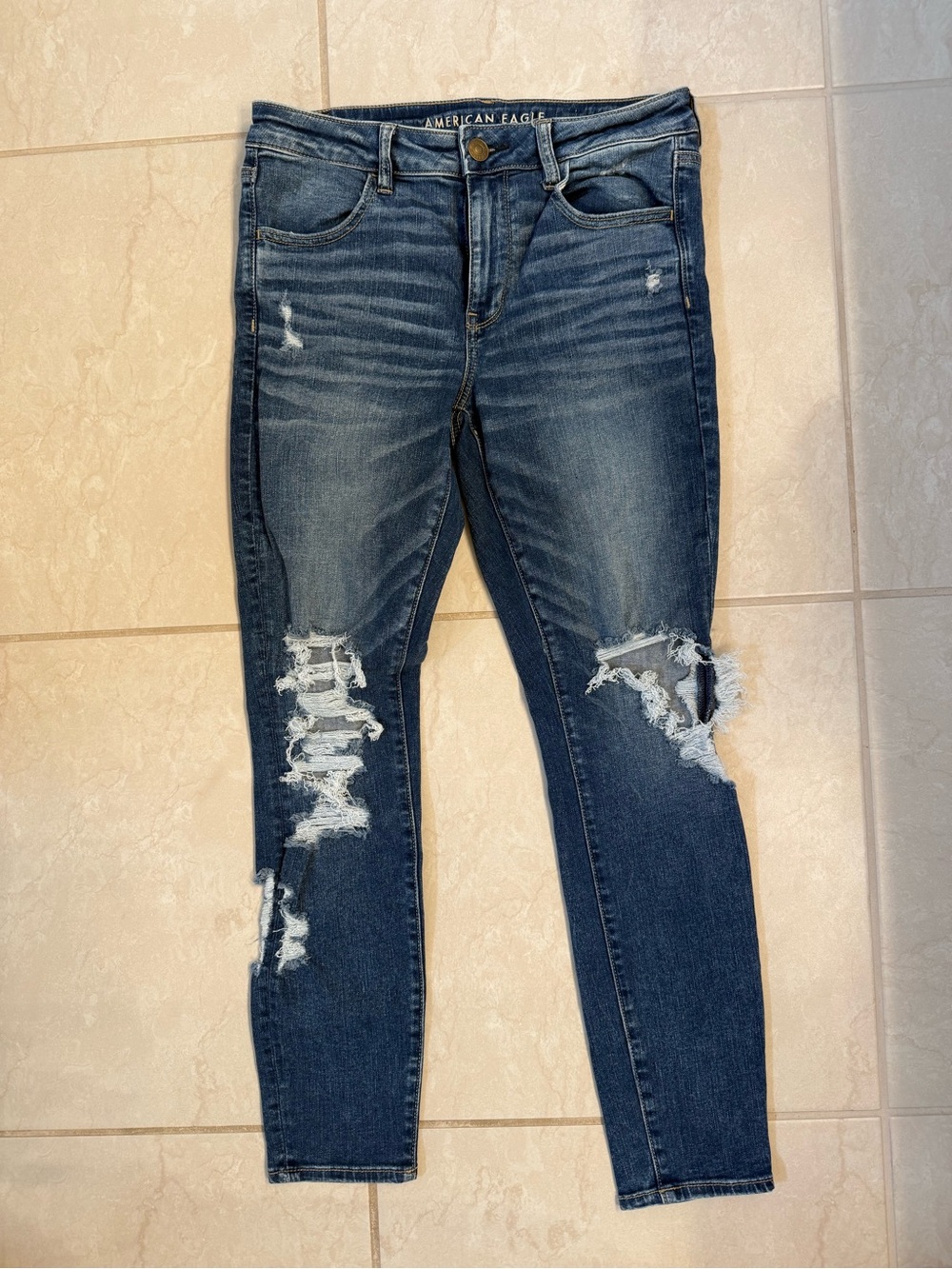 American Eagle Outfitters Women's Ripped Skinny Jeans - Blue